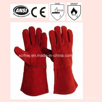 14′′welding Gloves with Kevlar Stitching, Cow Leather Welding Gloves Supplier, Welding Gloves Manufacturer, Leather Working Gloves for Welder Use